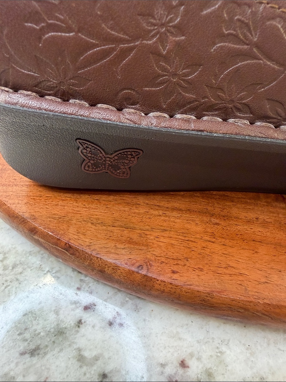 Allegria Cocobloom Brown Embossed Leather clog - Picture 6 of 11